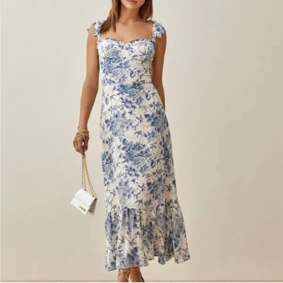 Reformation Nikita Midi Dress in Pompadour - Picture 1 of 8